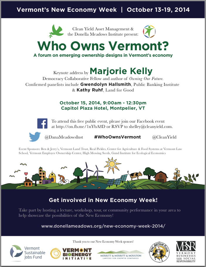 Poster advertising New Economy Week and the Oct 15 ownership forum